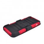 Wholesale iPhone 5 Dual Hybrid Case with Stand and Holster Clip (Black-Red)